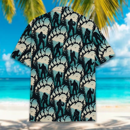 Second back view of the bigfoot hawaiian shirt