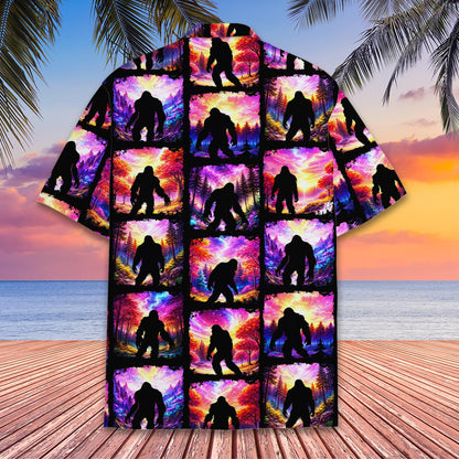 Detailed back view showing the vibrant bigfoot pattern