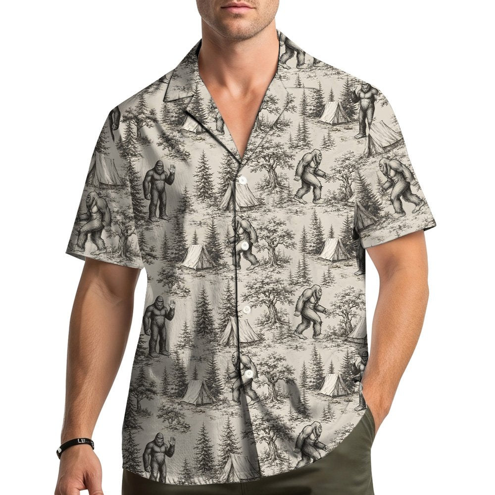 Family matching bigfoot hawaiian shirt lifestyle view