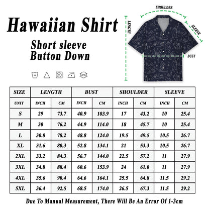 Alternative angle view of the navy bigfoot hawaiian shirt