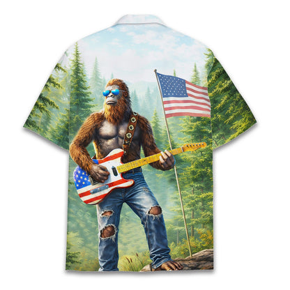 Bigfoot patriotism hawaiian shirt, back view
