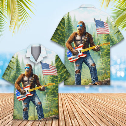 Fourth of july hawaiian shirt front detail