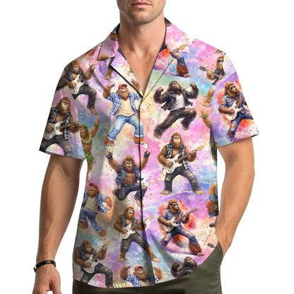 Second lifestyle view showing the rock hawaiian shirt outdoors
