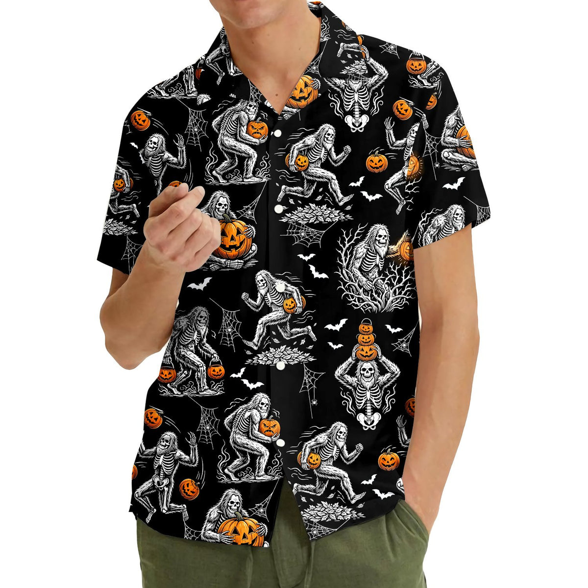Third lifestyle view of the family in matching hawaiian shirts