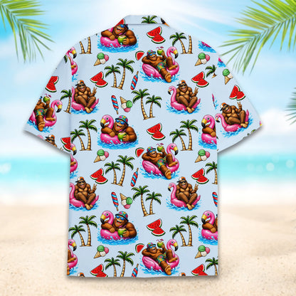 Additional back view of the Bigfoot summer button-up shirt