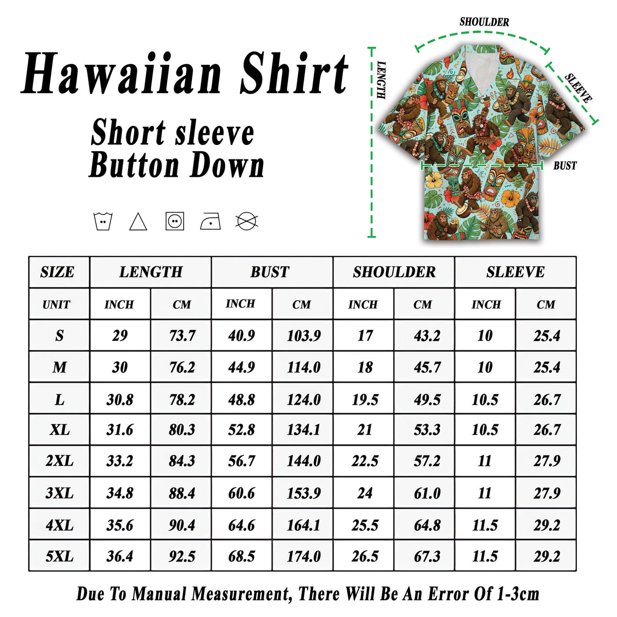 Alternative view of the bigfoot tiki hawaiian shirt