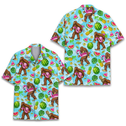 Another front view of the bigfoot tropical hawaiian shirt