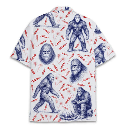 Another back view of the bigfoot hawaiian shirt
