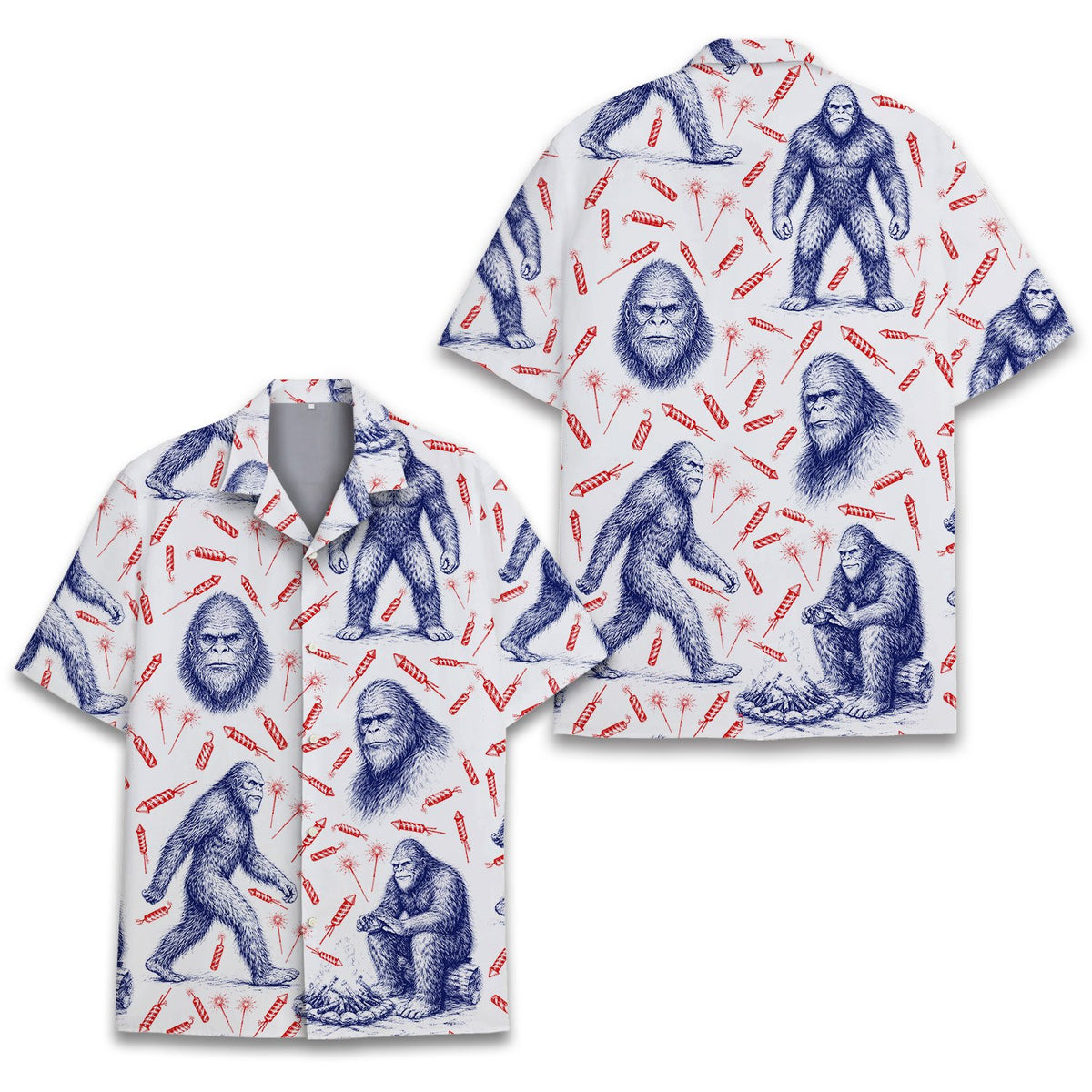 Front styling of the matching hawaiian shirts for family
