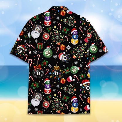 Another back view of the festive hawaiian shirt