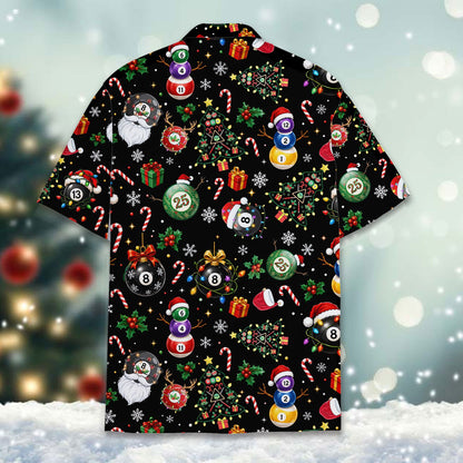Lifestyle front view of the festive pool themed hawaiian shirt