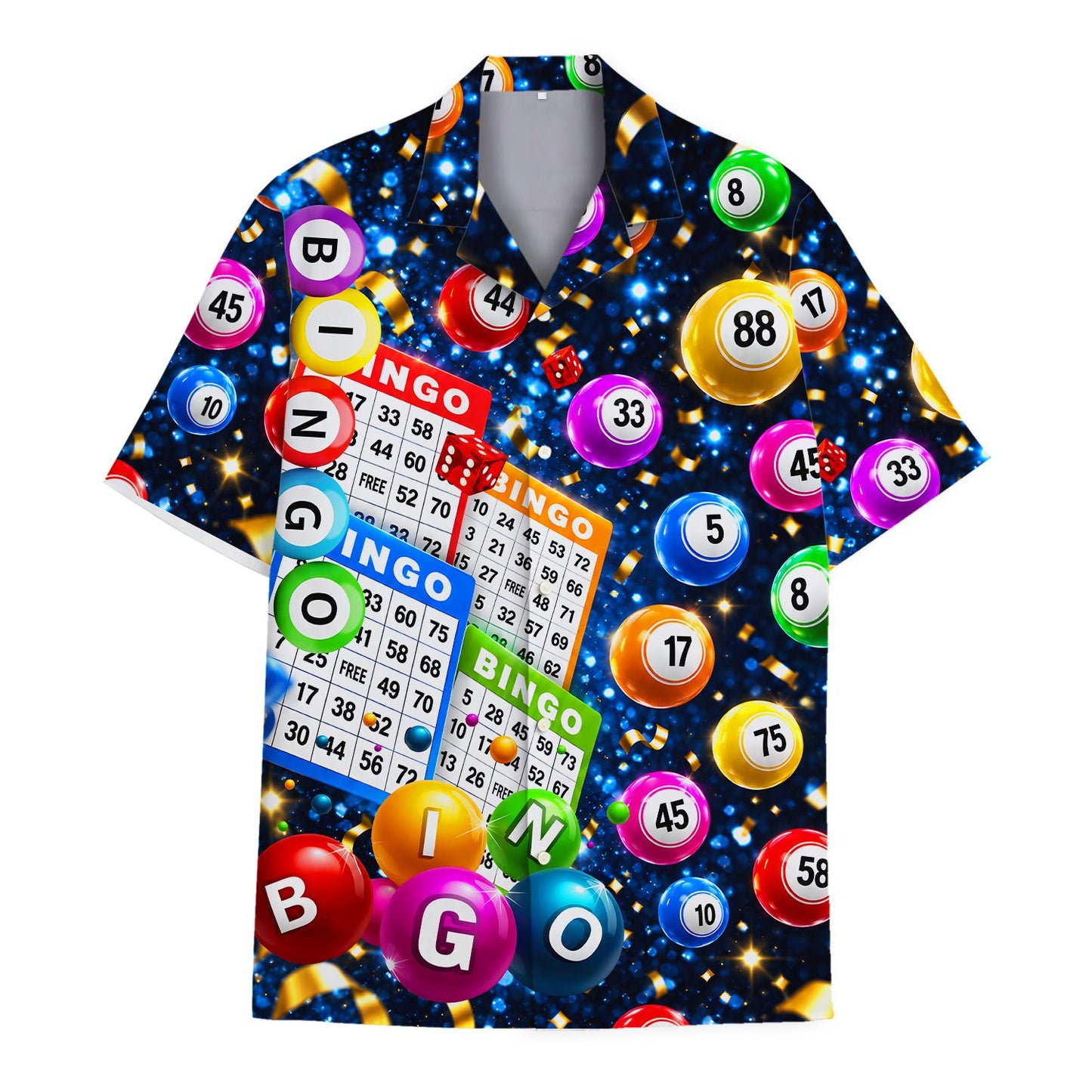 Another front view of the matching family hawaiian shirt