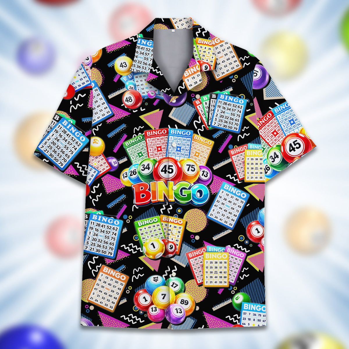 Close up front view of the retro matching family hawaiian shirt