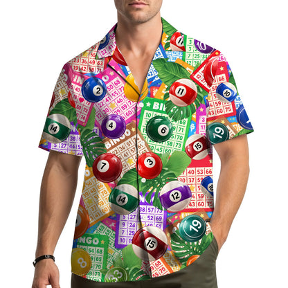 Fourth lifestyle view showing the bingo hawaiian shirt in an everyday setting