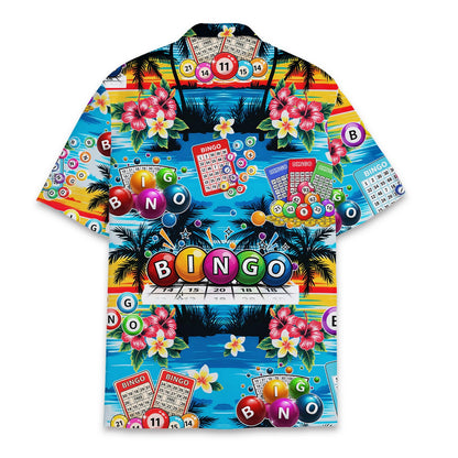 Back view of the bingo-themed matching family hawaiian shirt design