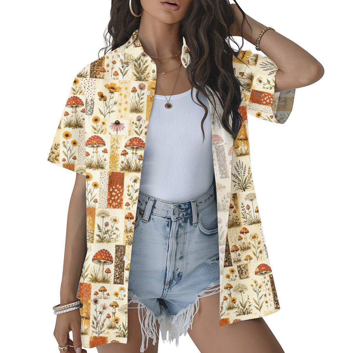 Lifestyle view 2 showing the boho mushroom floral pattern