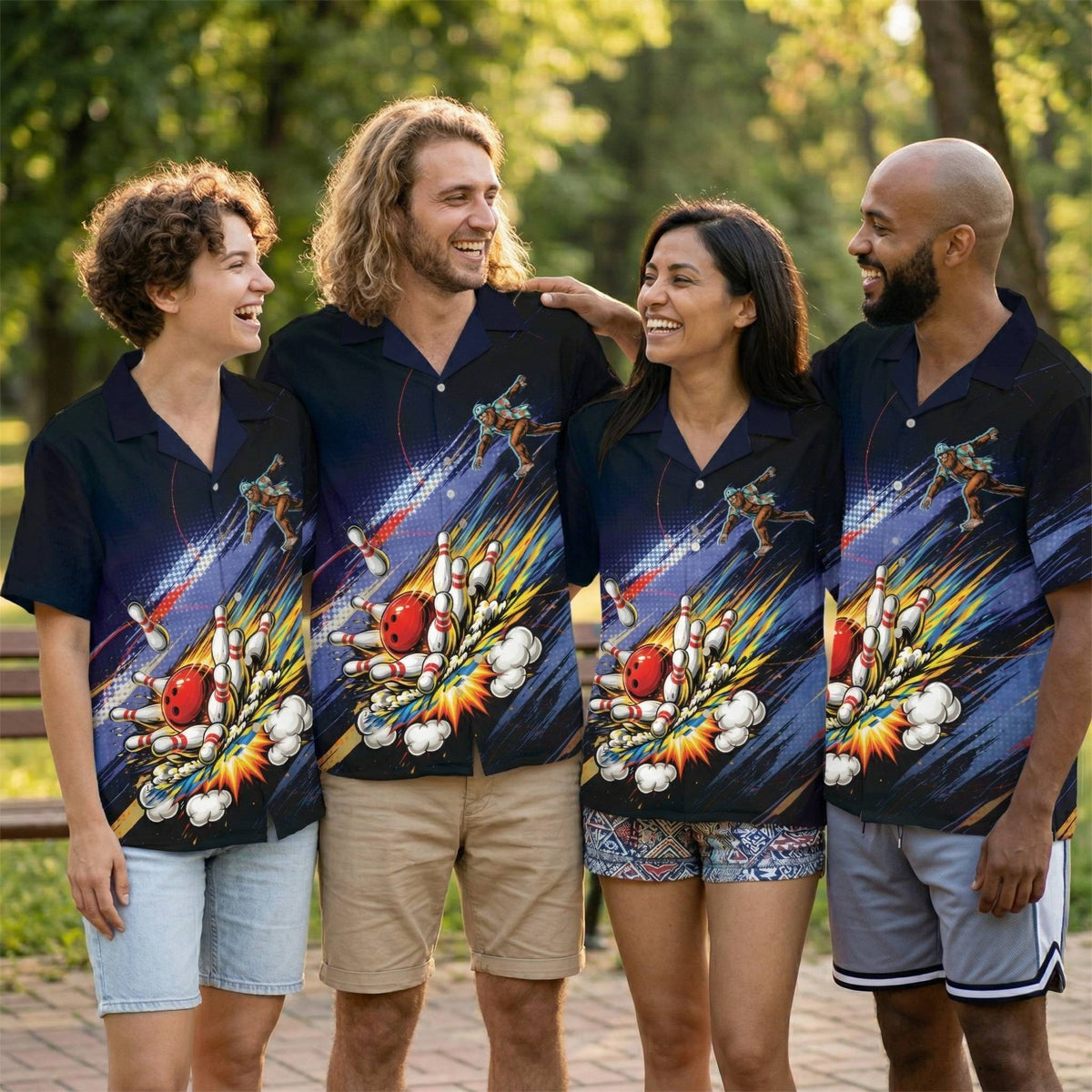 Lifestyle picture featuring the fun bigfoot bowling design