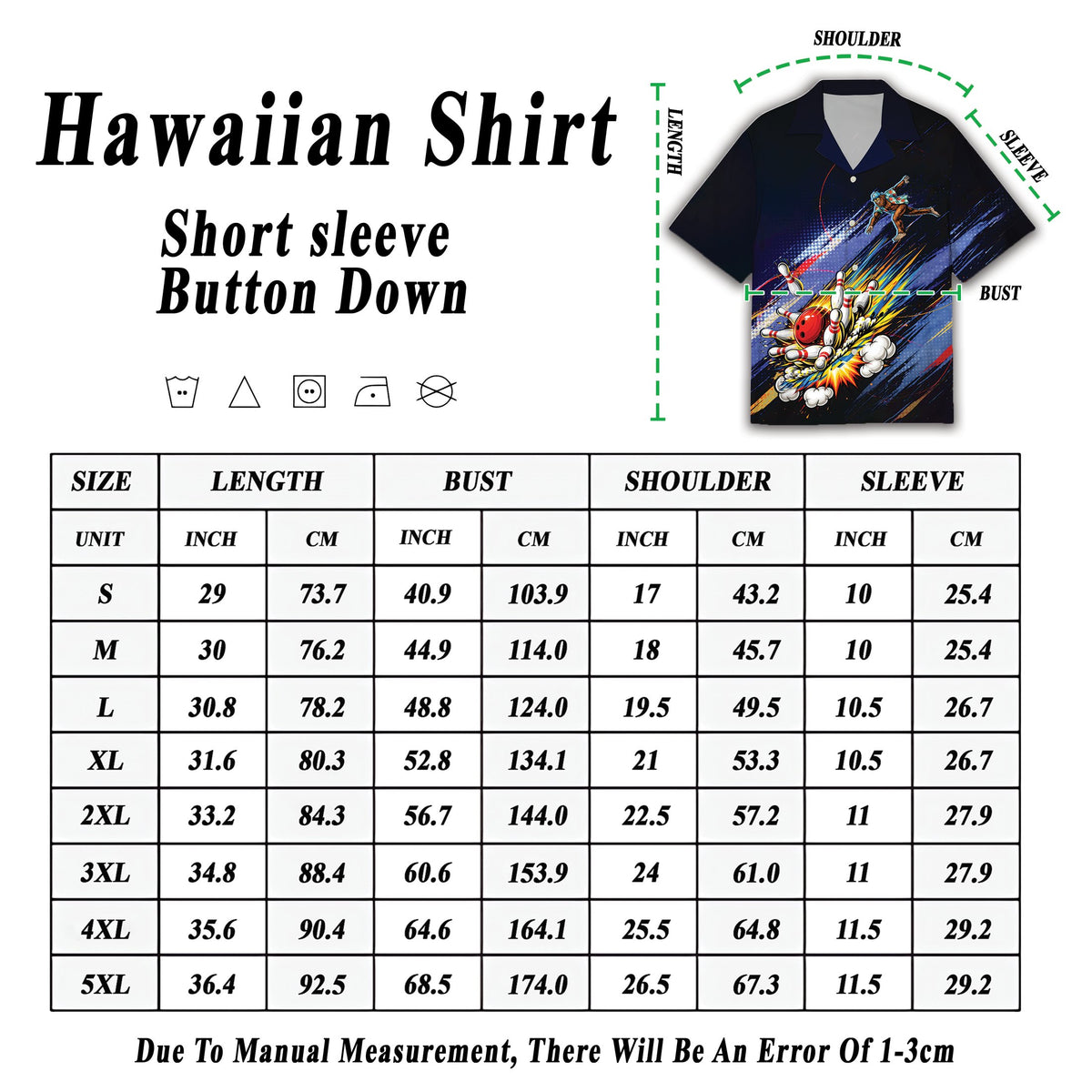 Detailed view of the bowling bigfoot hawaiian shirt fabric and pattern