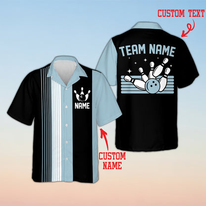 Blue personalized hawaiian shirt, front view