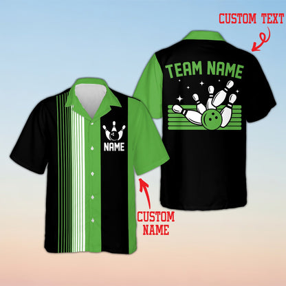 Green bowling hawaiian shirt custom design, front view