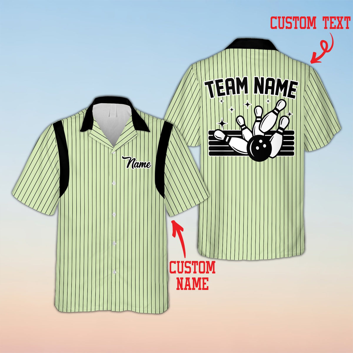 Green matching family hawaiian shirt, alternative front view
