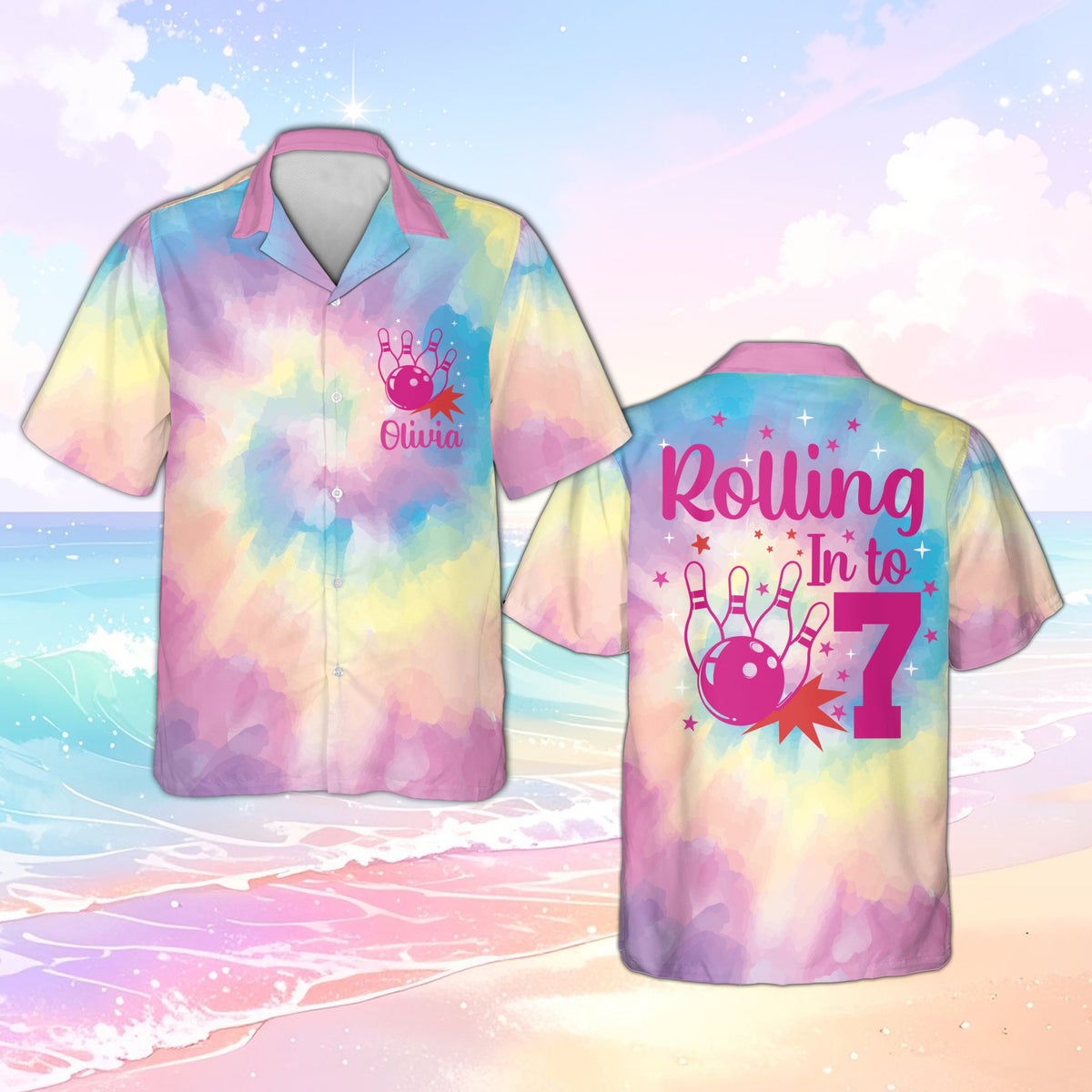 Another front angle highlighting the matching family hawaiian shirts style