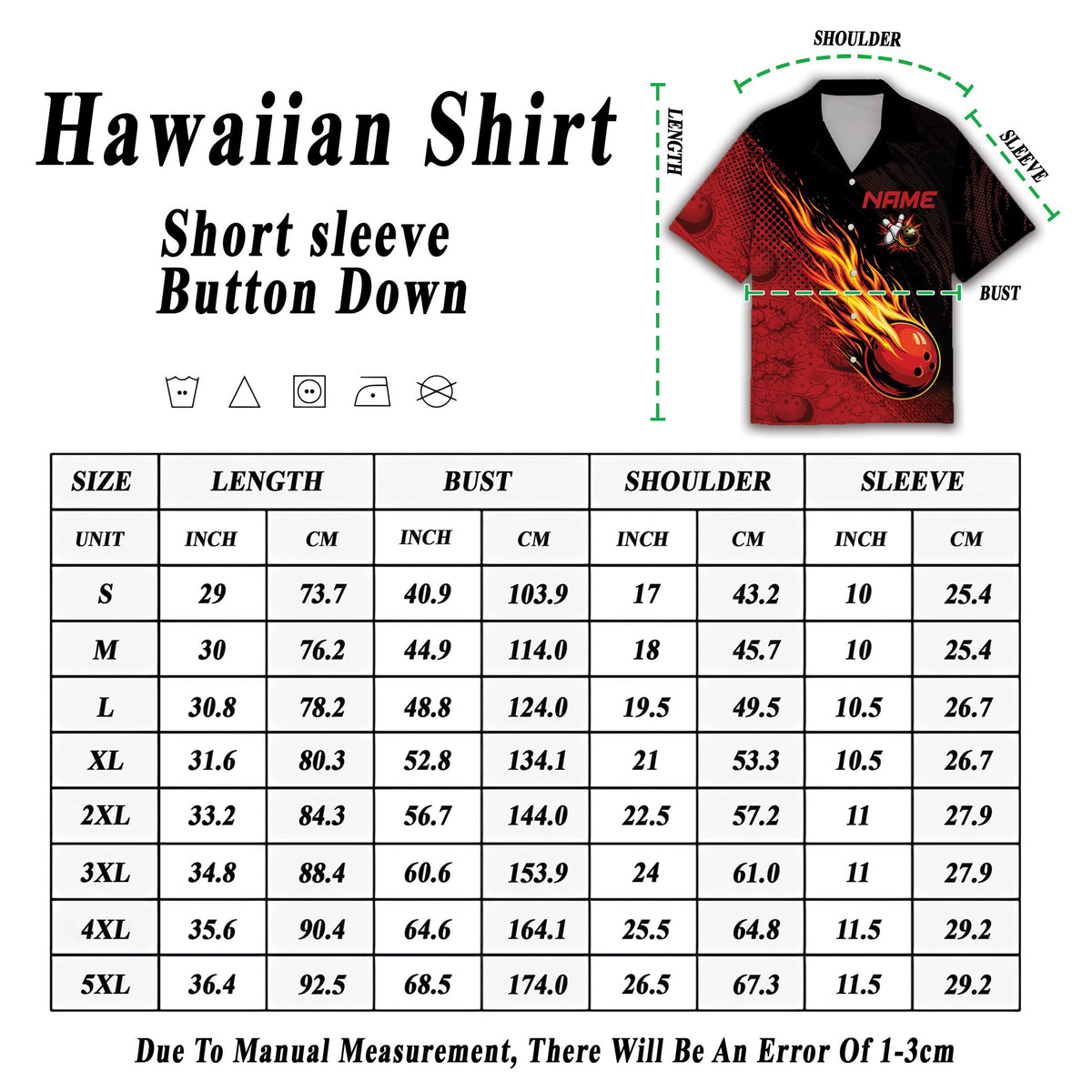 Lifestyle view of the red bowling hawaiian shirt custom text design