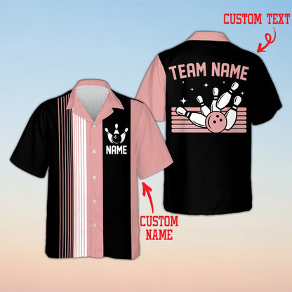 Pink custom name and number hawaiian shirt, front view
