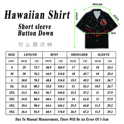 Alternate view of the matching family hawaiian shirt in black and red