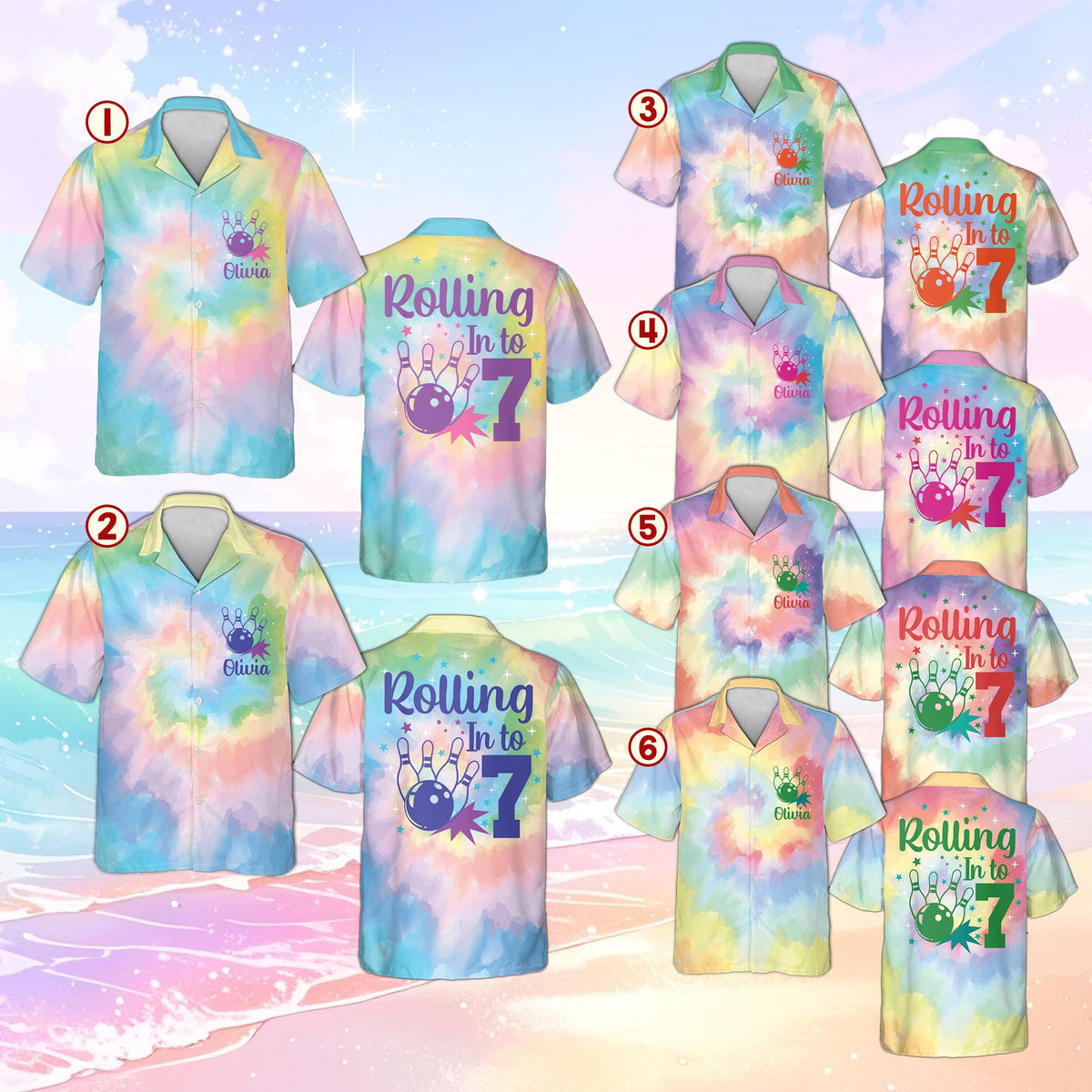 Back view of the shirt showing the large bowling ball graphic and text