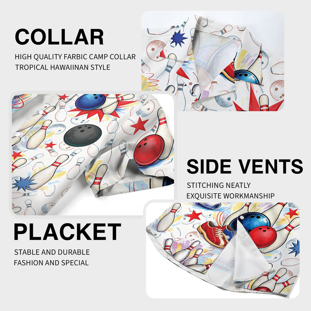 Additional view of the matching family hawaiian shirts bowling design