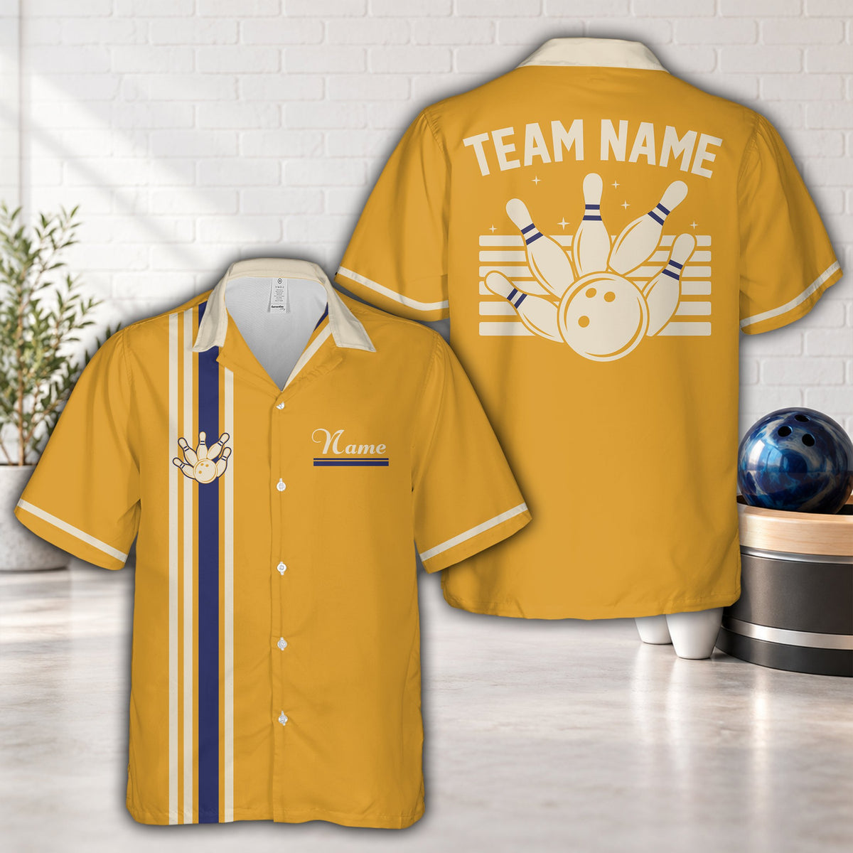 Yellow custom matching family hawaiian shirt front view