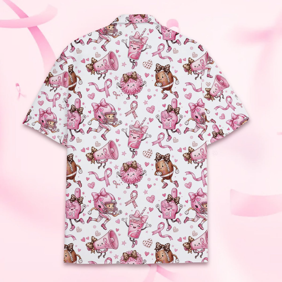Alternate back view showing football characters and pink ribbons