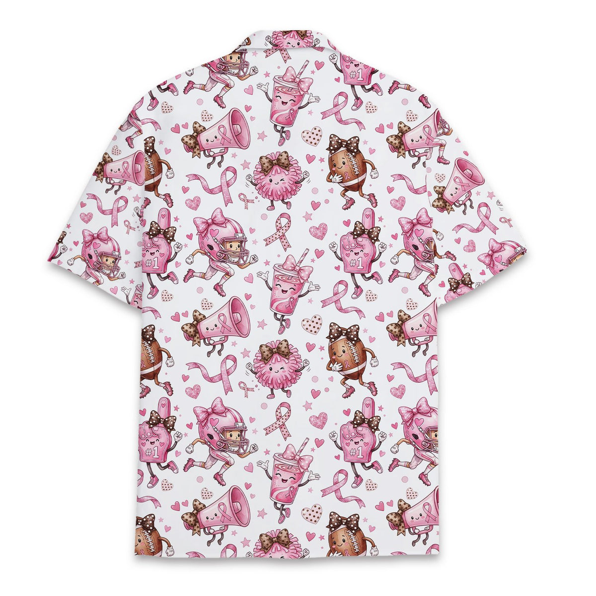Back view of the breast cancer awareness football hawaiian shirt