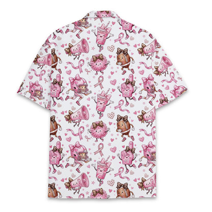 Back view of the breast cancer awareness football hawaiian shirt