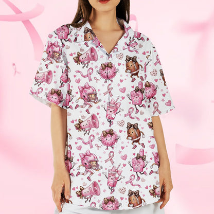 Second lifestyle view of the breast cancer awareness football hawaiian shirt