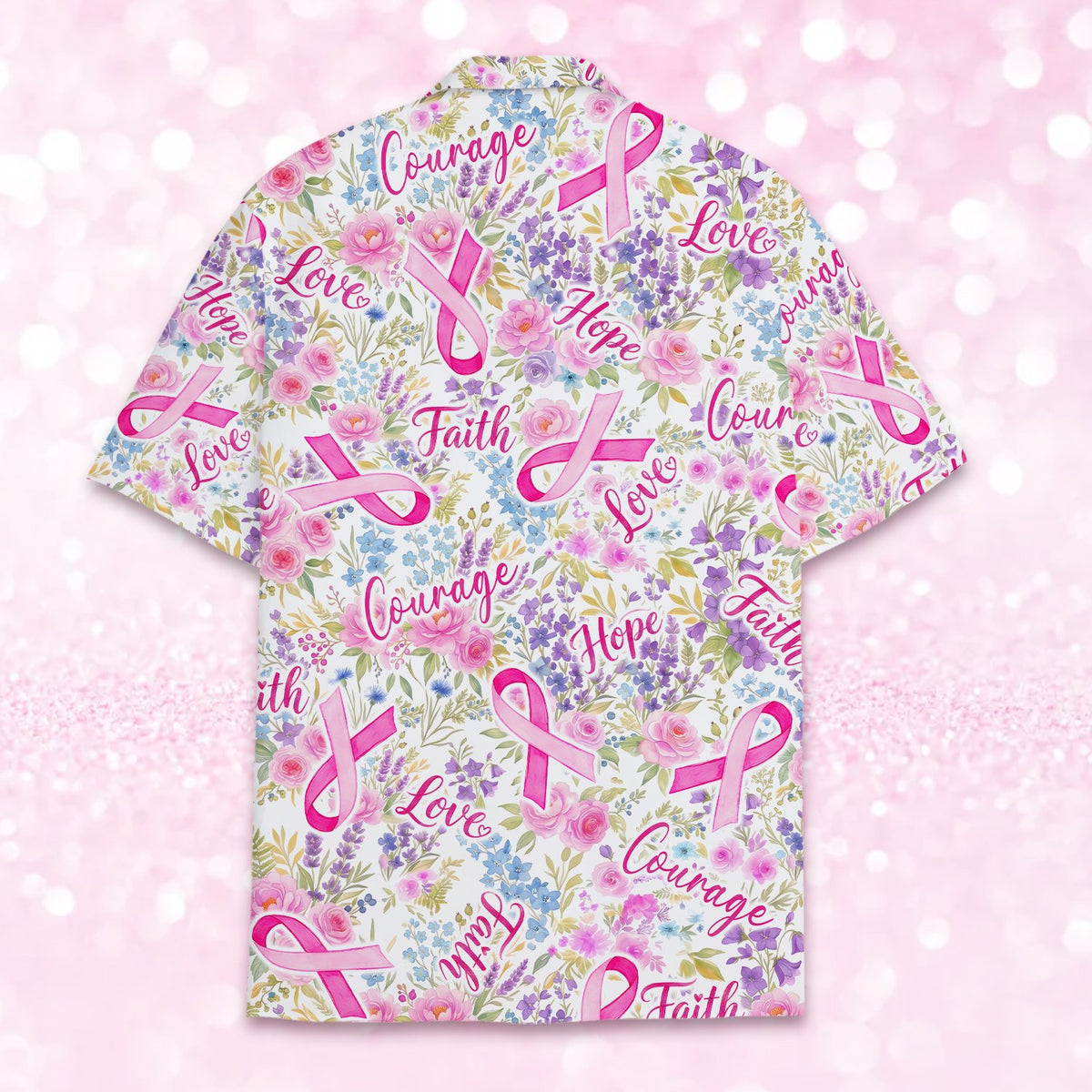 Alternate back view of the white matching family hawaiian shirt with floral print