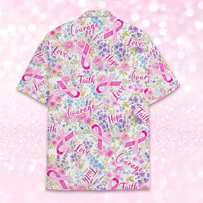 Alternate back view of the white matching family hawaiian shirt with floral print