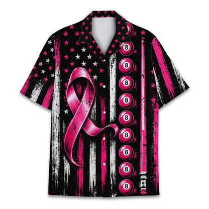 Detailed back view showing the pink ribbon and flag pattern