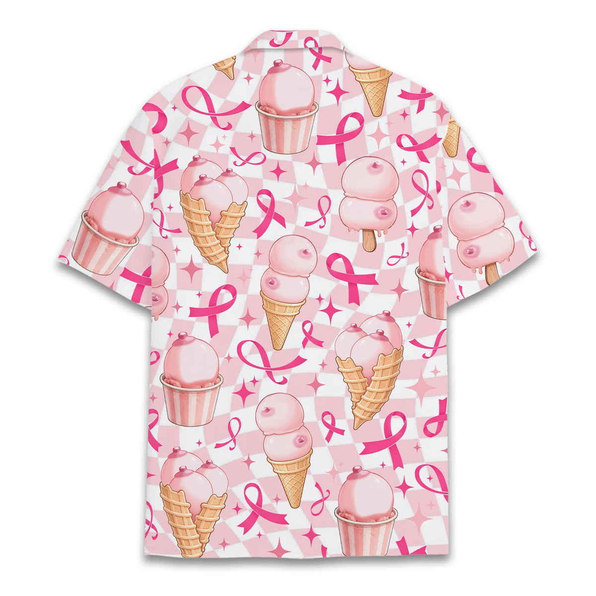 Breast cancer awareness hawaiian shirt, back view