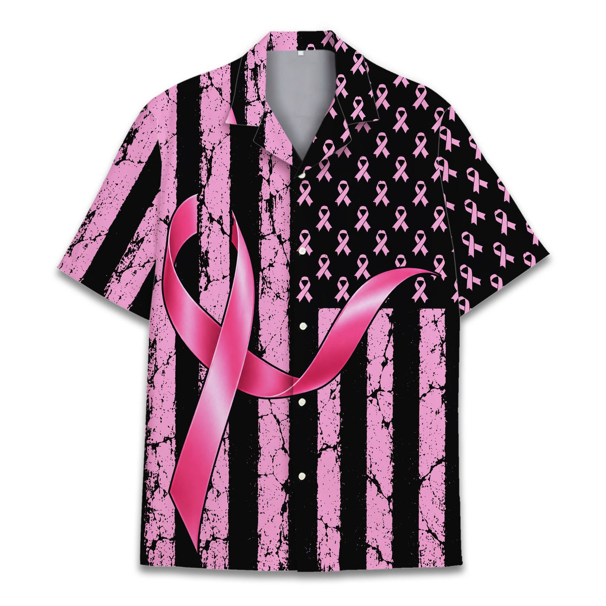 Additional front view of the pink and black flag awareness shirt