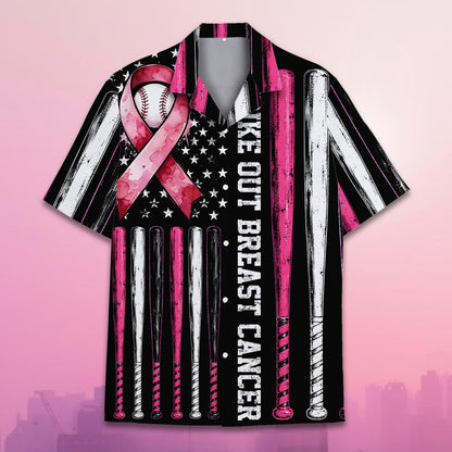 Detailed front view of the baseball and stars motif on the hawaiian shirt