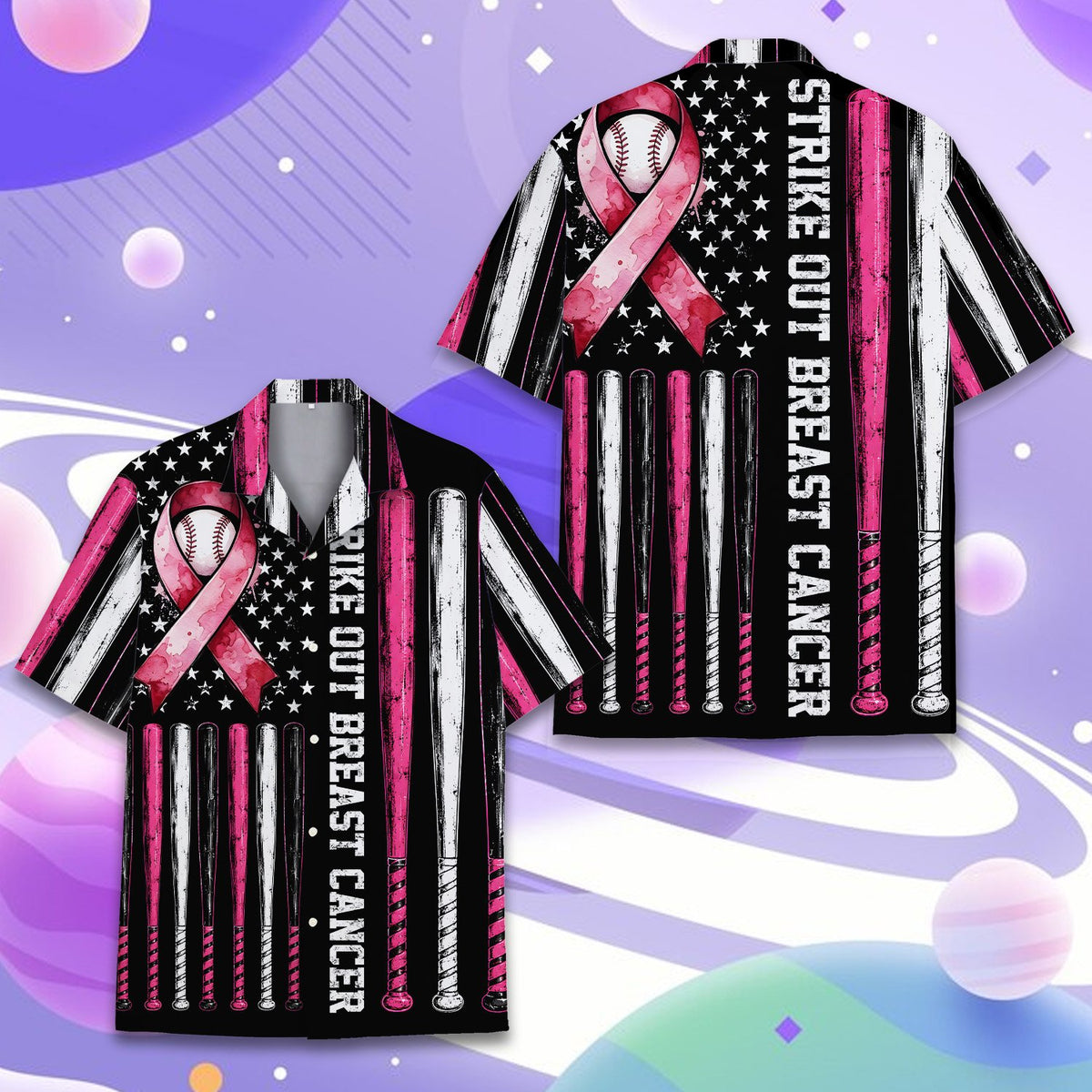 Full front presentation of the matching family hawaiian shirt design