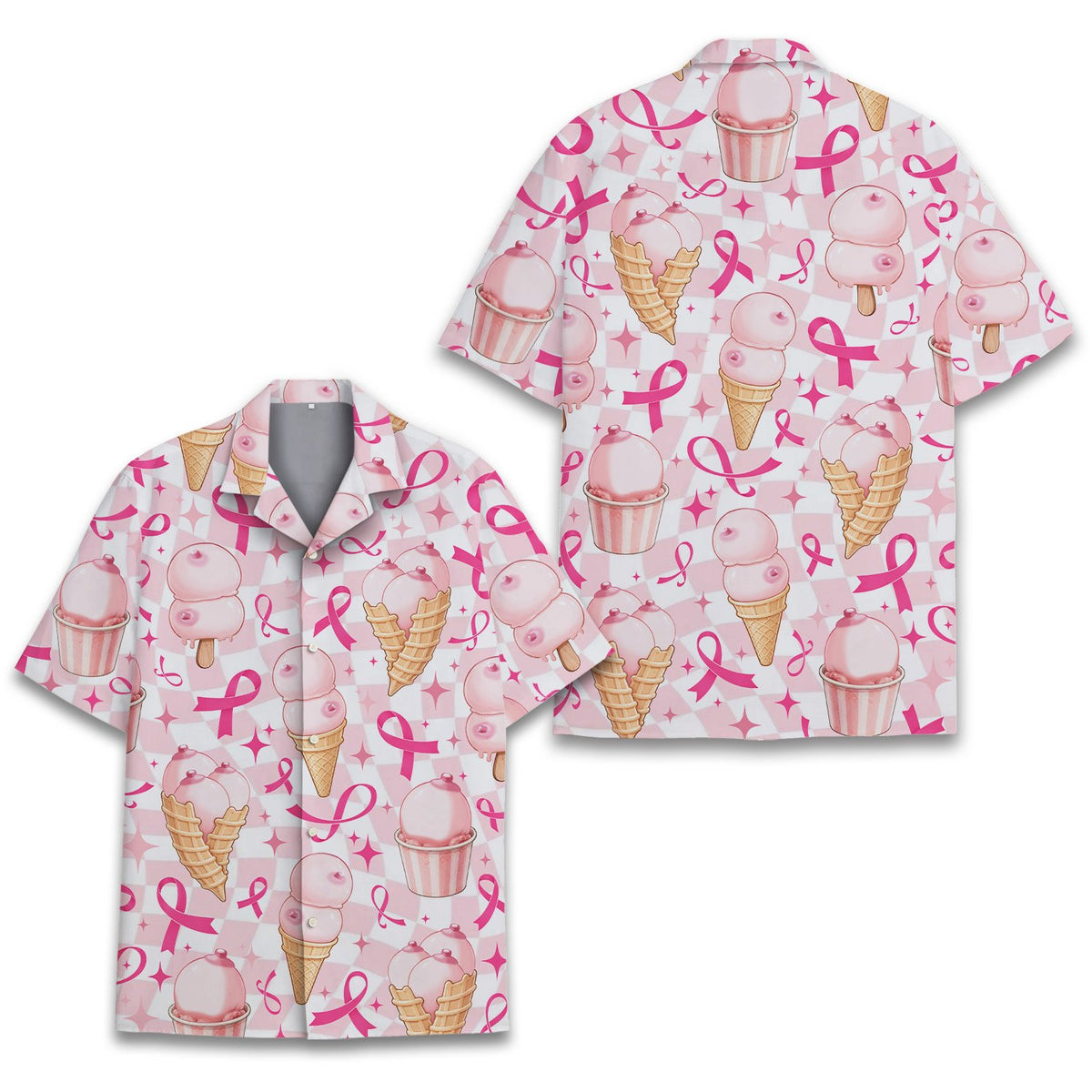 Breast cancer awareness hawaiian shirt, front view