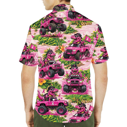 Another lifestyle view showing the matching family hawaiian shirts in a tropical setting