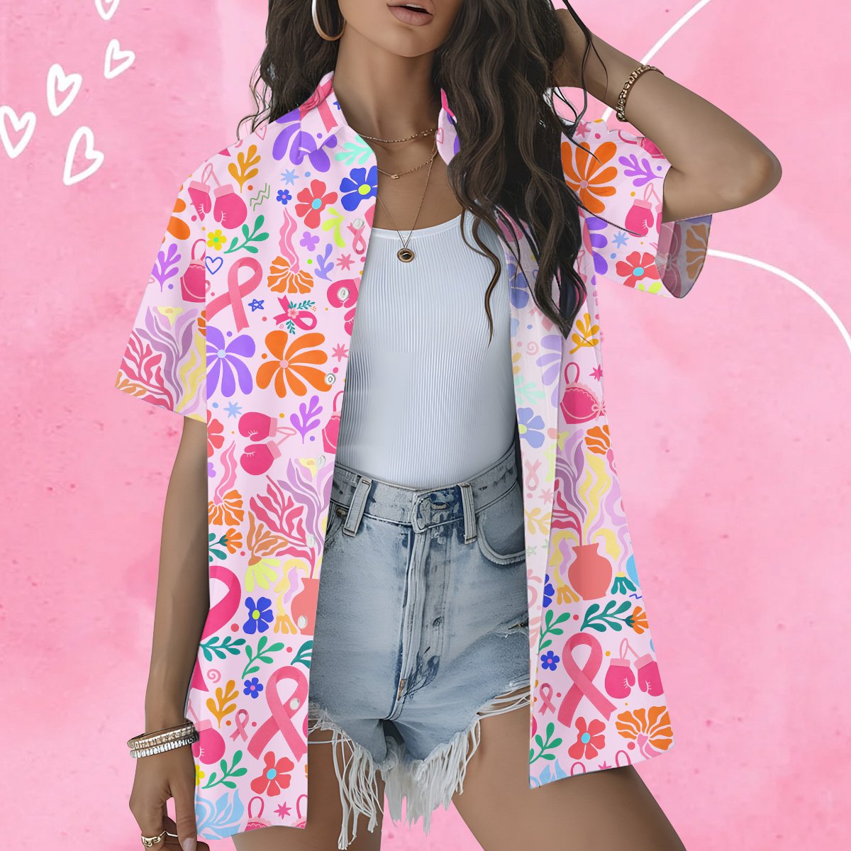 Fourth lifestyle view of the matching family hawaiian shirt