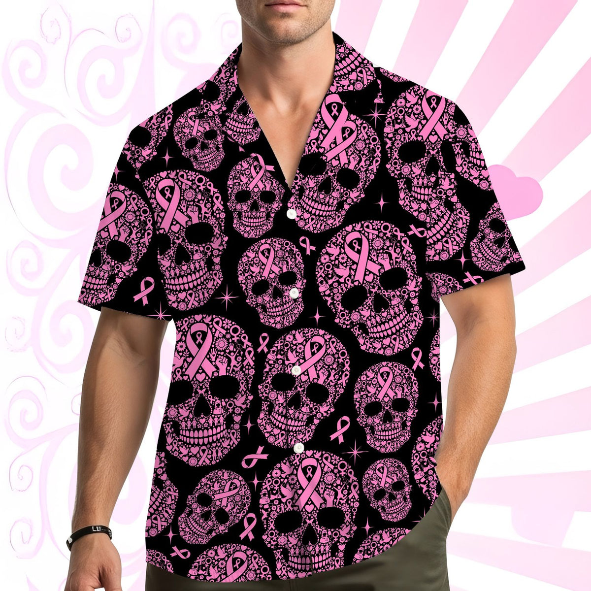Another lifestyle view highlighting the bold black and pink design