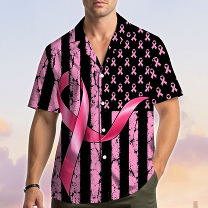 Detailed view showing the fabric and pattern of the awareness shirt