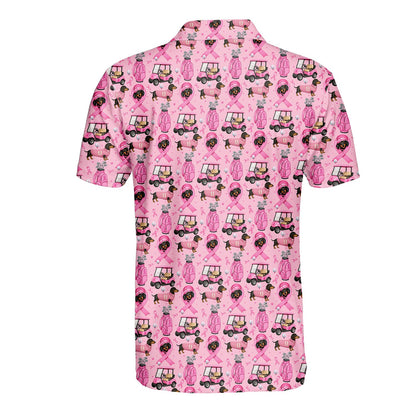 Back view of the breast cancer awareness hawaiian shirt