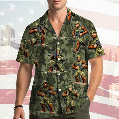 Lifestyle view of the family matching hawaiian shirts